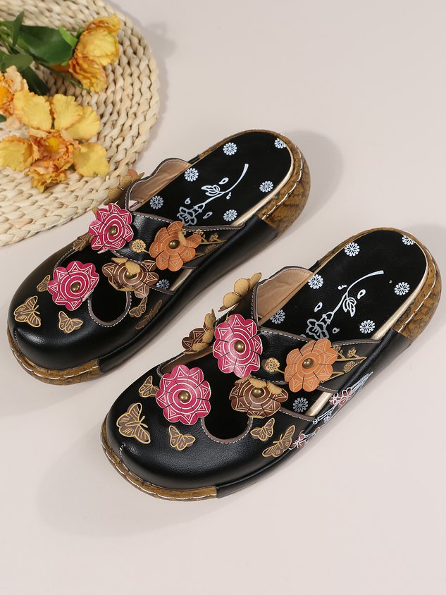 Vintage Floral Mules Clog Shoes