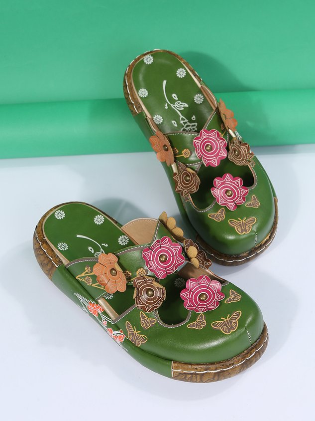 Vintage Floral Mules Clog Shoes