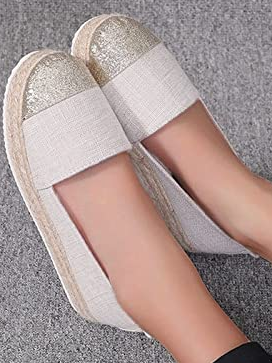 Women's Glitter PU Canvas Flat Shoes Slip On