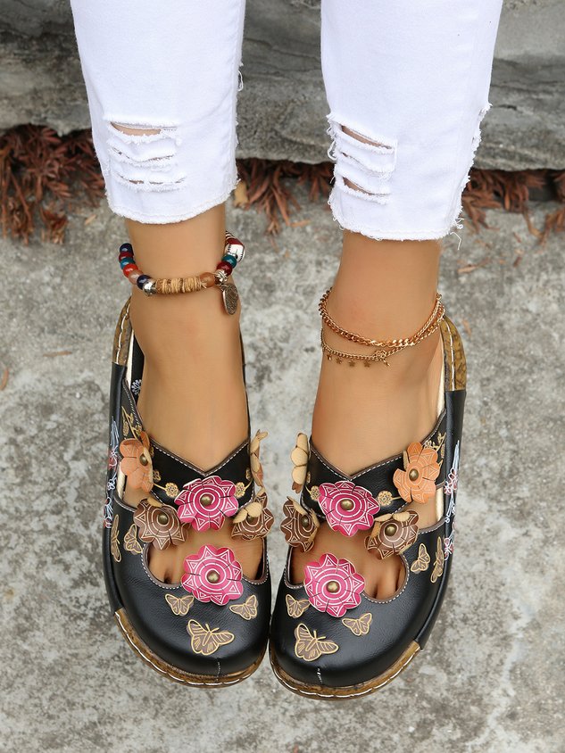 Vintage Floral Mules Clog Shoes