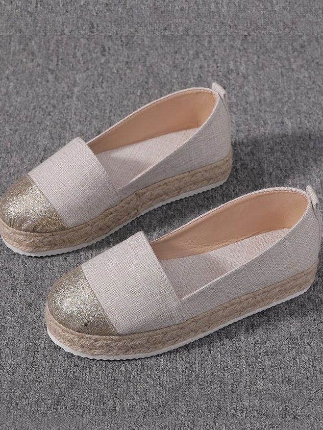 Women's Glitter PU Canvas Flat Shoes Slip On