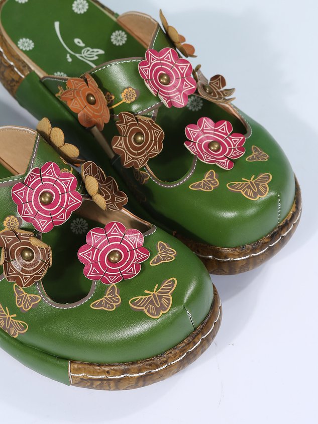 Vintage Floral Mules Clog Shoes