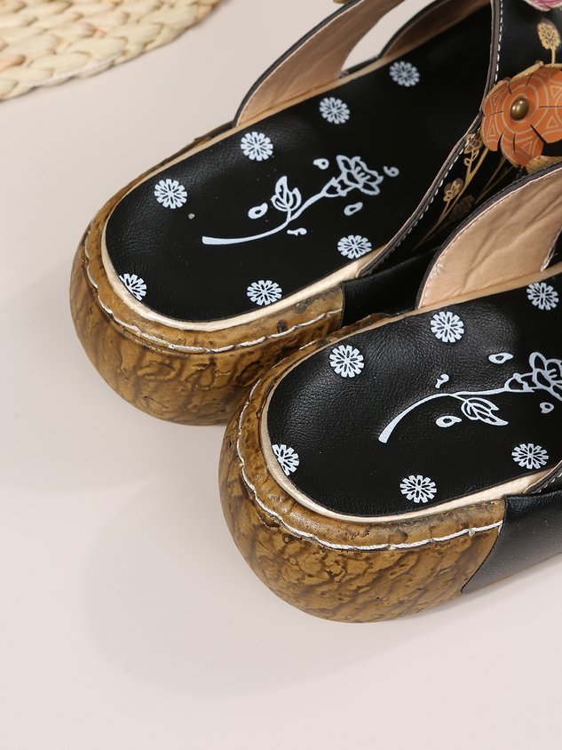 Vintage Floral Mules Clog Shoes