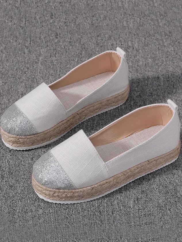 Women's Glitter PU Canvas Flat Shoes Slip On