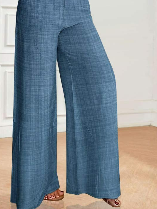 Casual Plain Loose Metal Pants