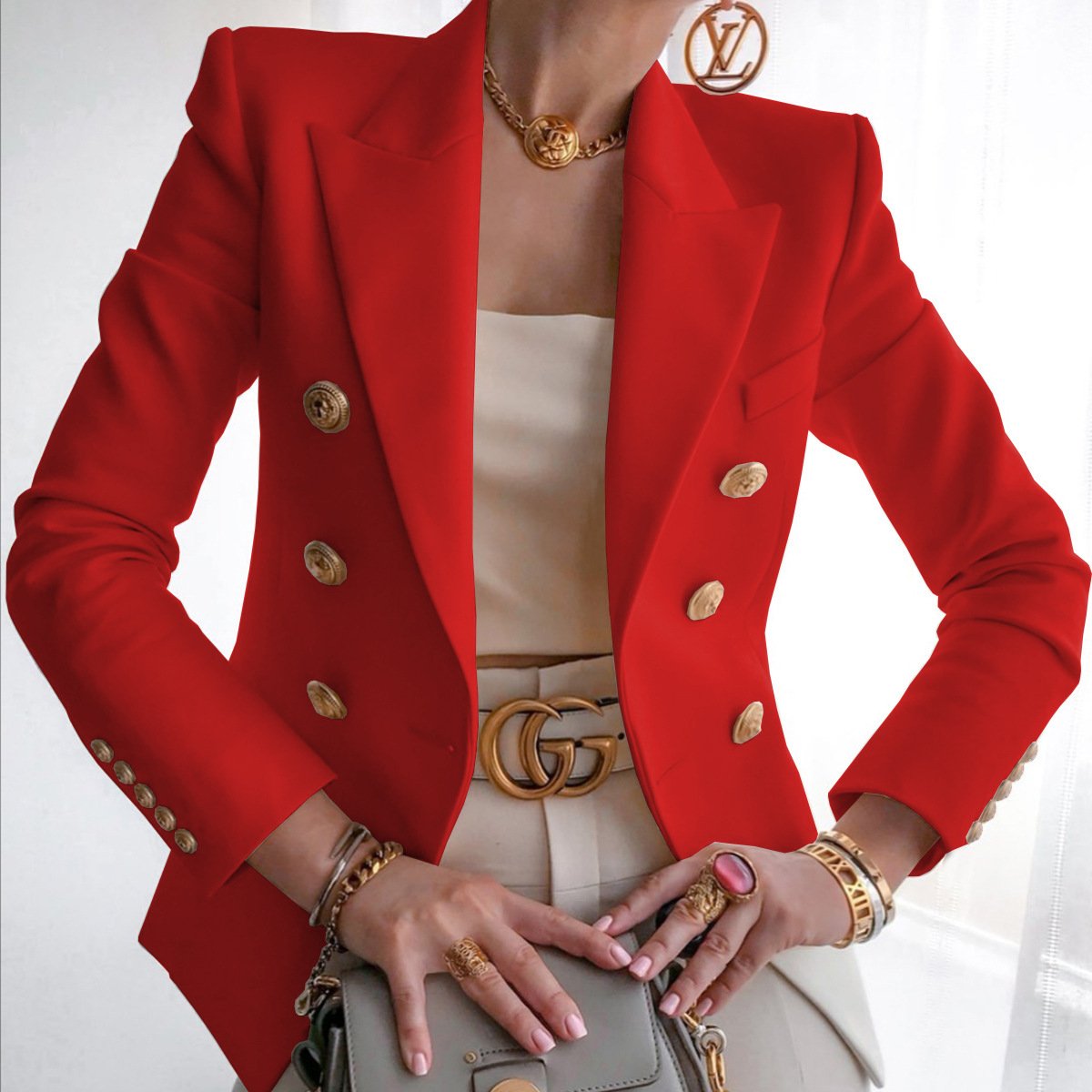 Classic Buttons Fashion Solid Color Slim Coats