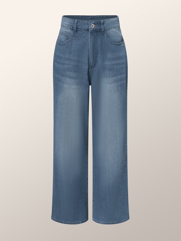 Urban Loose Long Straight Plain Jeans