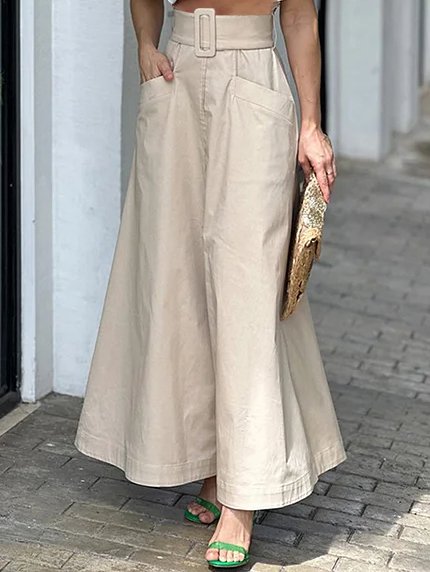 Urban Plain Loose Pants With Belt