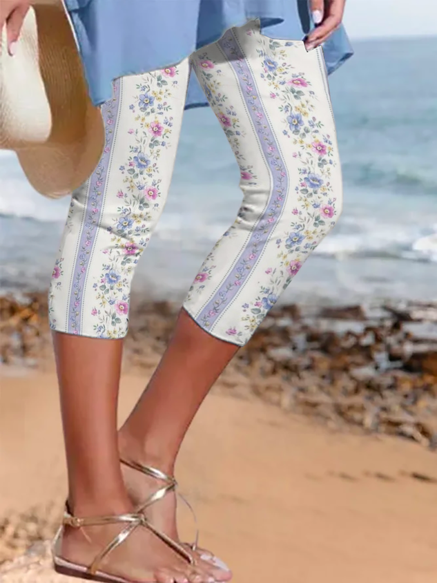 Floral Casual Capris Leggings