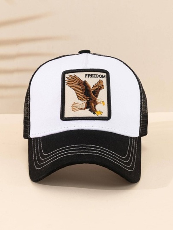 Men Eagle amp Letter Patch Decor Trucker Hat