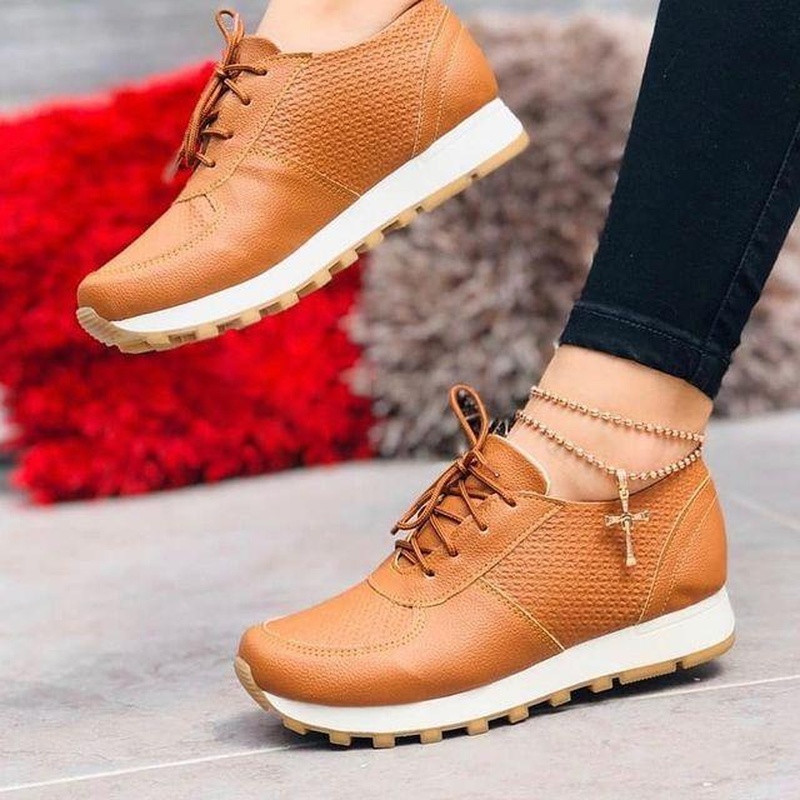 Casual Solid Lace Up Sneakers