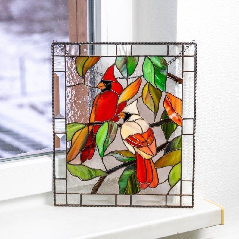 🎉Mother's Day Pre-sale -Cardinal Stained acrylic glass Window Panel
