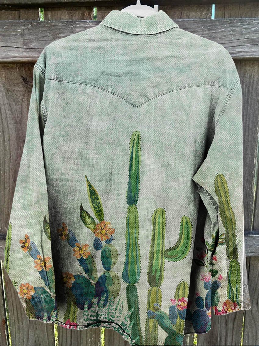 Cactus Vintage Print Casual Shirt