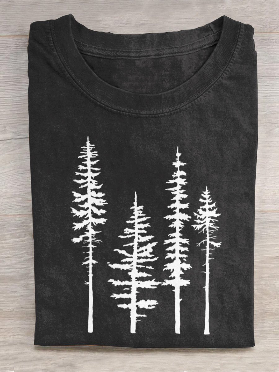 Pine Trees Silhouette Graphic Printed T-shirt