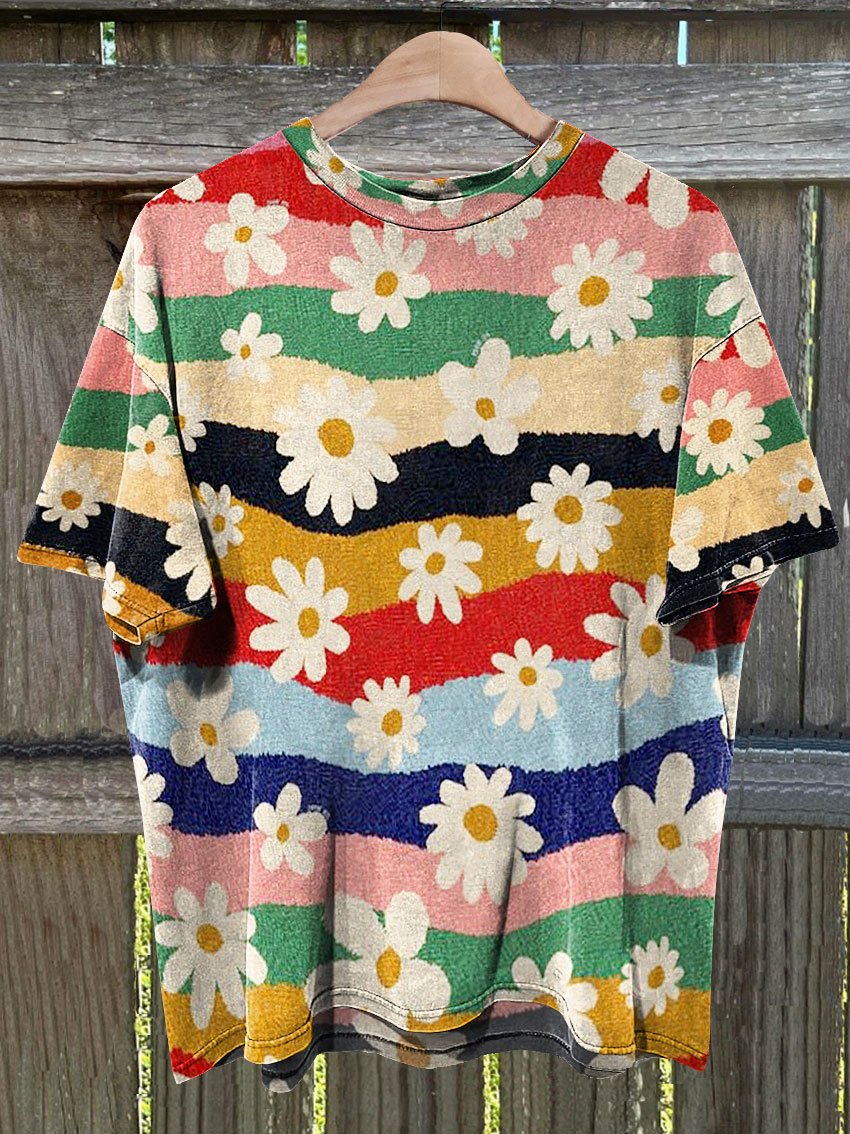 Vintage Flower Daisy Print T-shirt