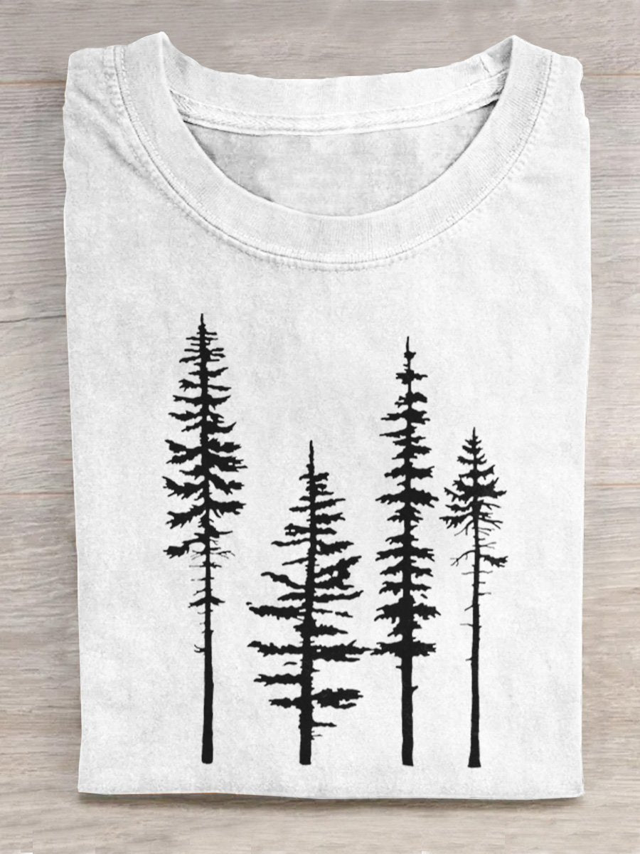 Pine Trees Silhouette Graphic Printed T-shirt