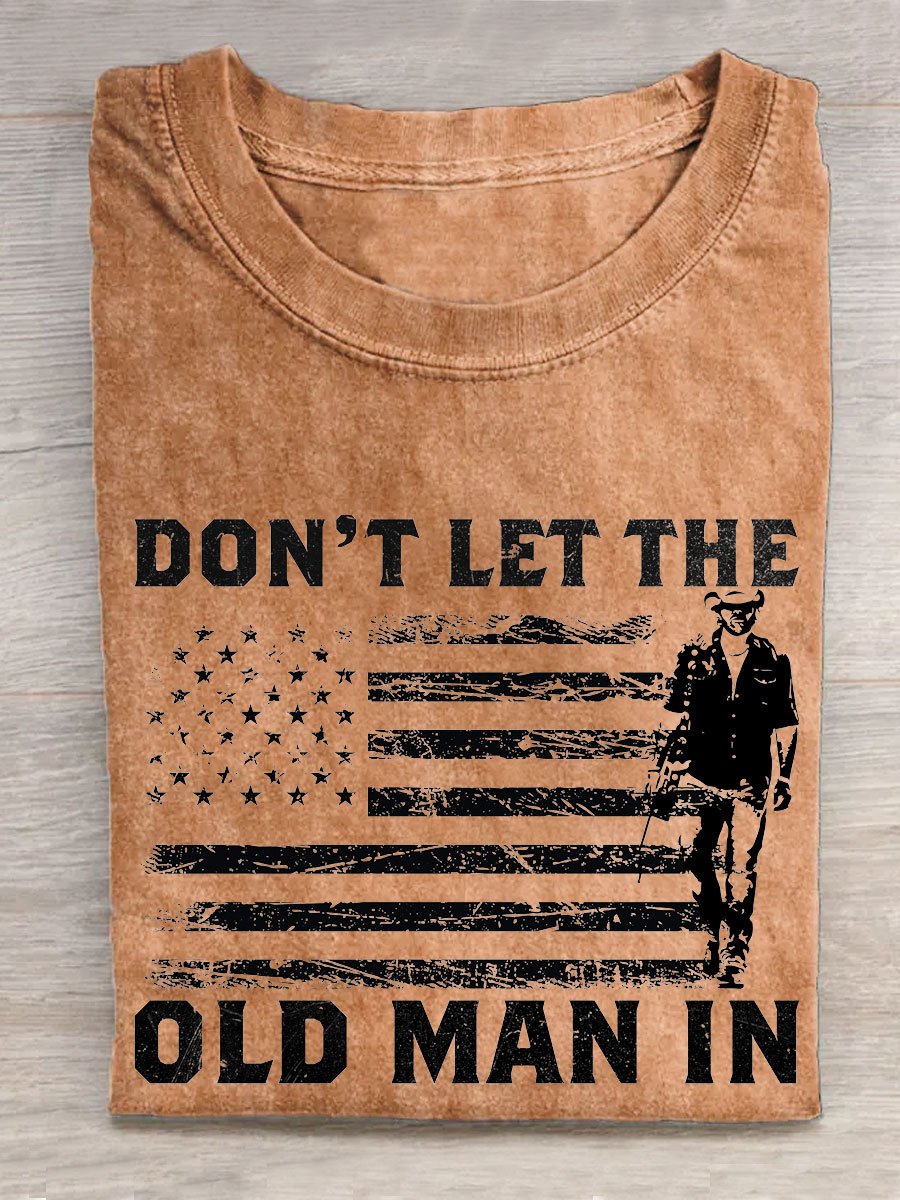 Vintage Cowboy Don't Let The Old Man In Print T-Shirt
