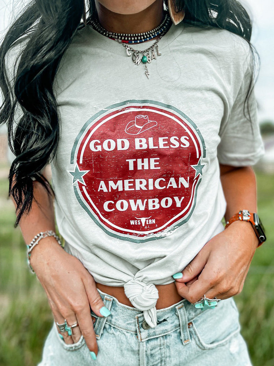 GOD BLESS THE AMERICAN COWBOY Short Sleeve T-Shirt