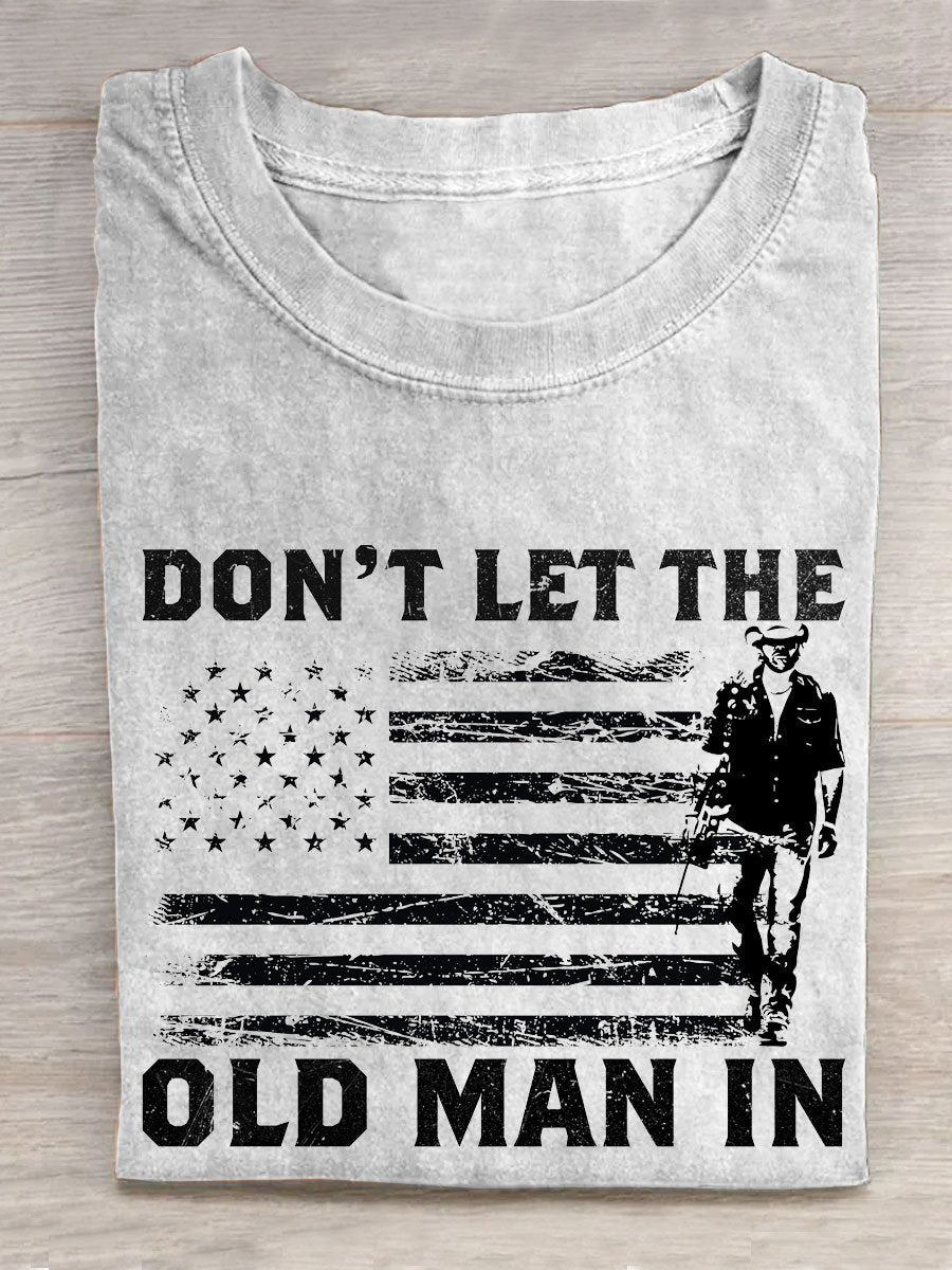 Vintage Cowboy Don't Let The Old Man In Print T-Shirt