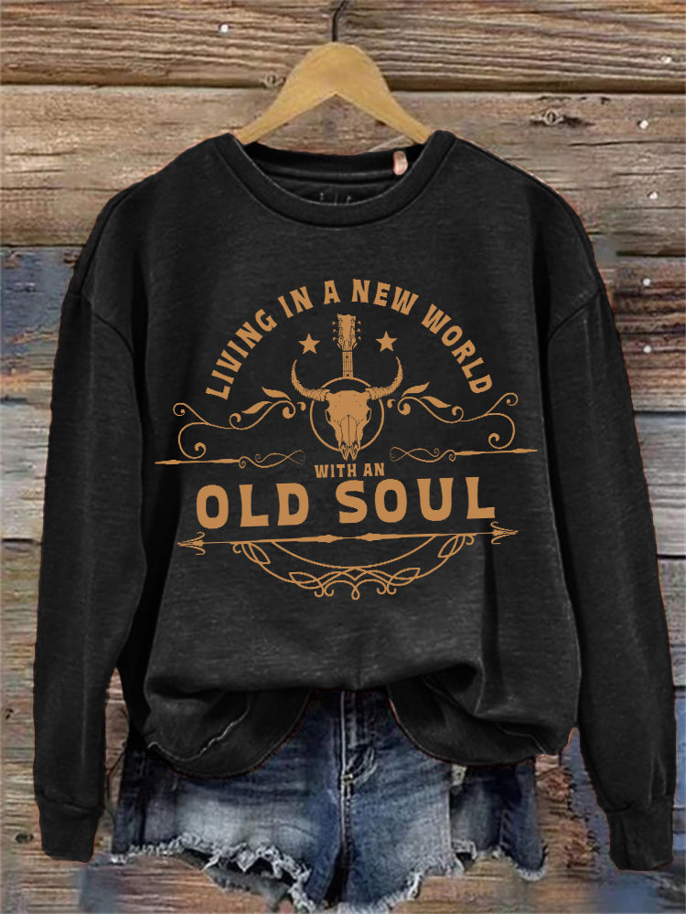 Living in A New World with An Old Soul Vintage Washed Sweatshirt