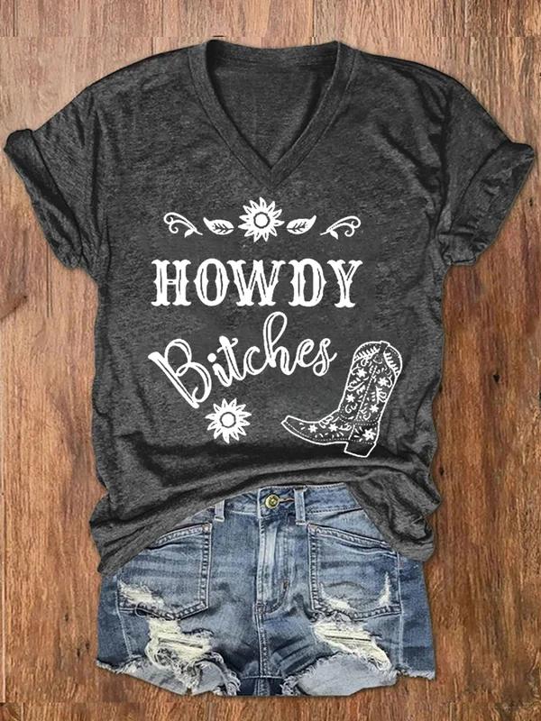 Howdy Bitches Western Art Casual T-shirt