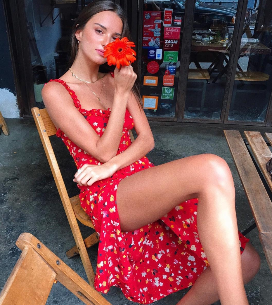 Red Floral Button Down Long Dress