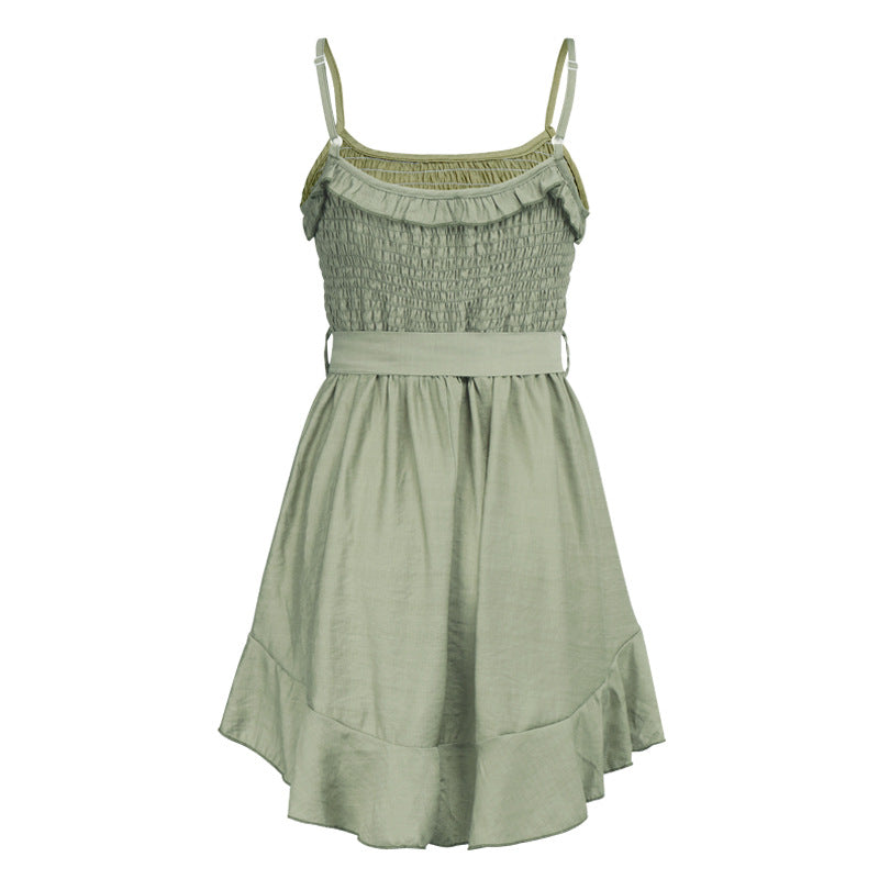 Olive Green Smocked Mini Dress