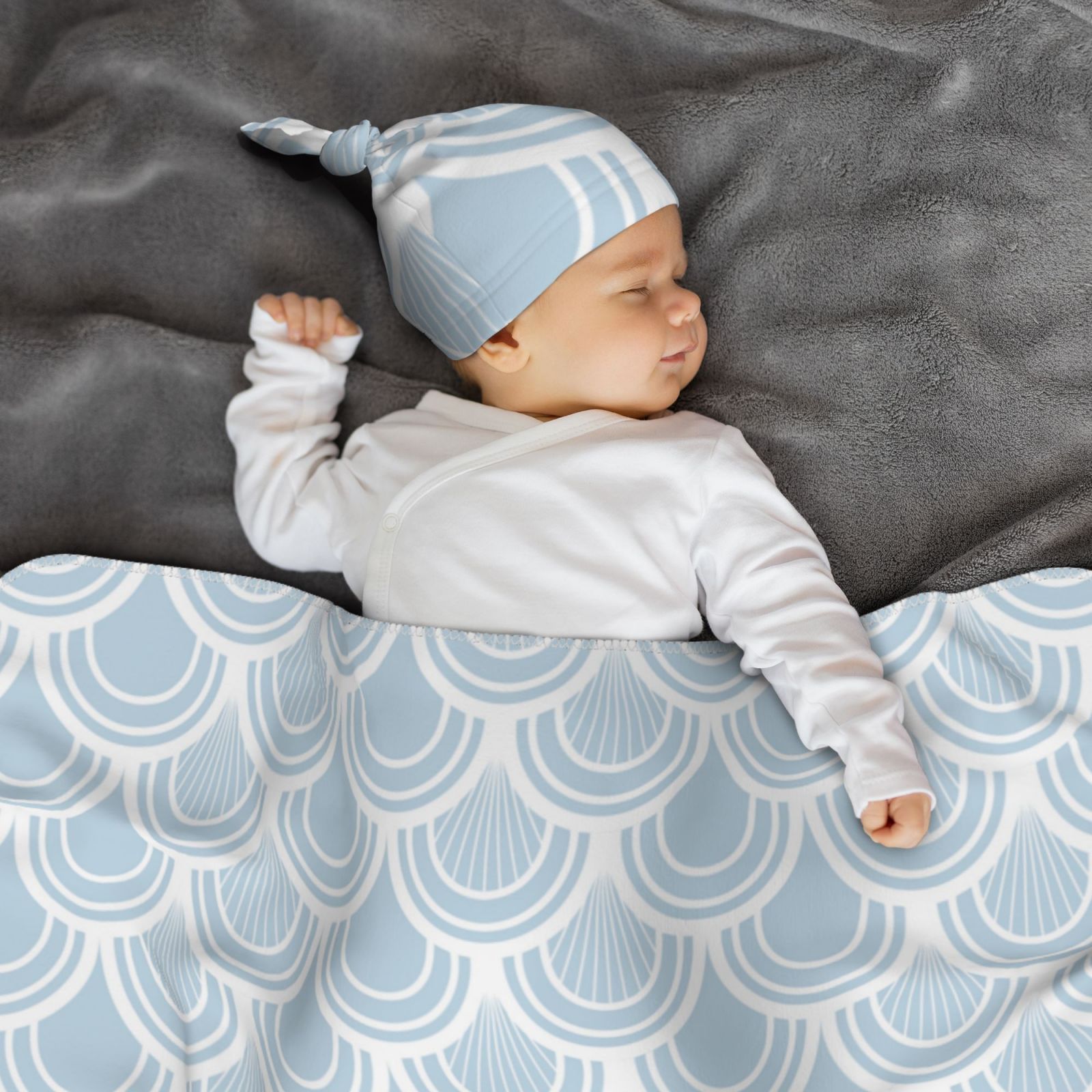 Baby Beanie Hat Headband Swaddle Blanket Set