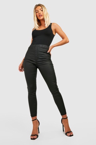 Coated High Waisted Denim Jeggings