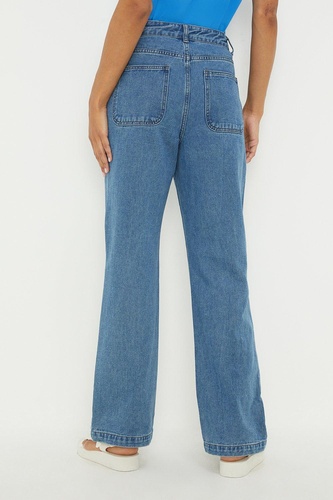 Straight Leg Patch Pocket Jeans