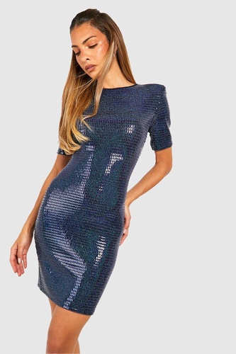 Sequin Shoulder Pad T shirt Dress