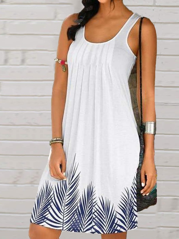 Casual Loose Print Sleeveless Dress