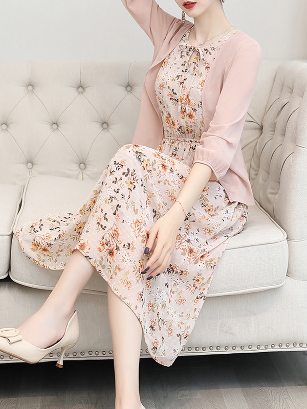 Chiffon Floral Two piece Dress