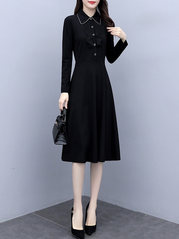 Womens Slim Womens Slim Long sleeve Bow Dress