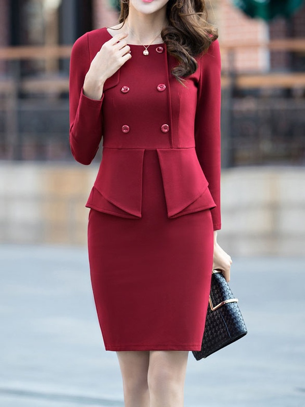 Round Neck Plain Bodycon Dress