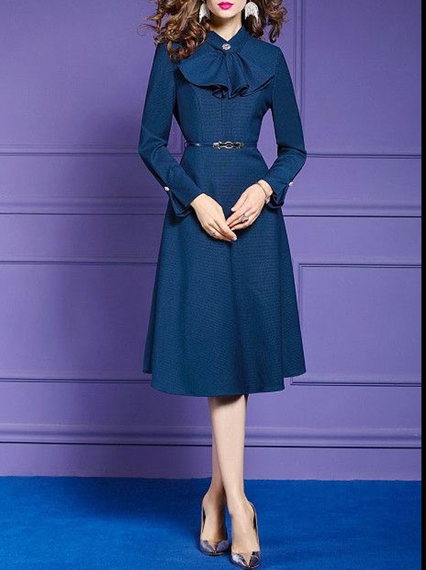 Womens Slim Womens Slim Long sleeve Bow Dress