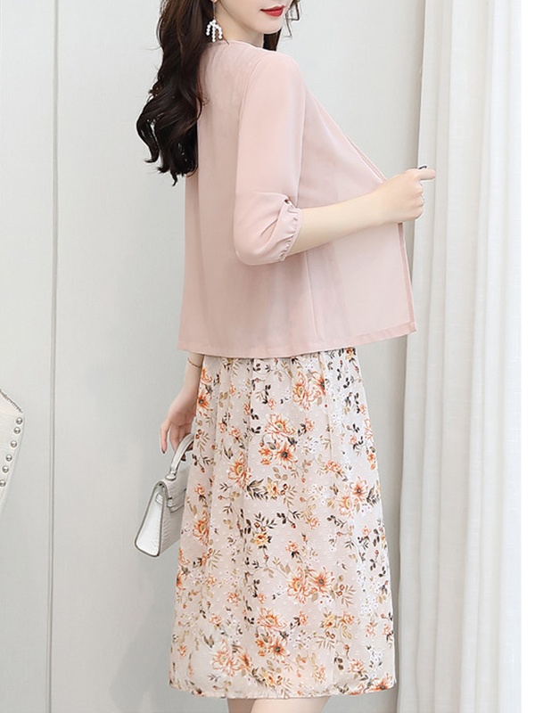 Chiffon Floral Two piece Dress