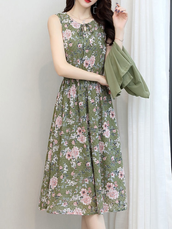 Chiffon Floral Two piece Dress