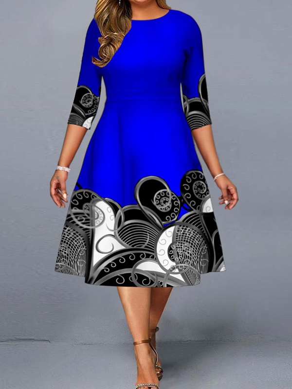 Elegant And Elegant Pullover Print Midi Dress