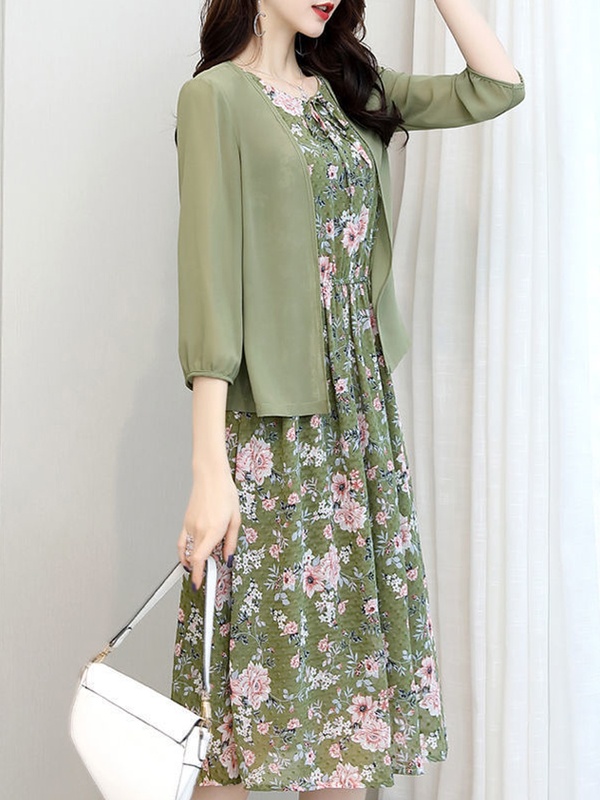 Chiffon Floral Two piece Dress