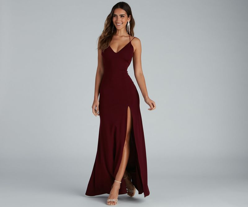 wine sage fitted v-neck chiffon dress