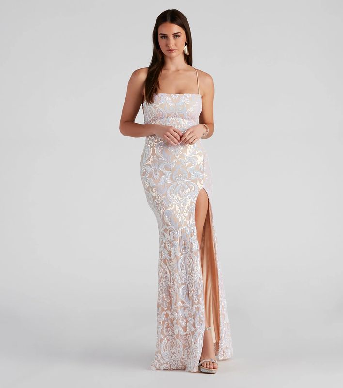 women's evening dress mermaid dress nude