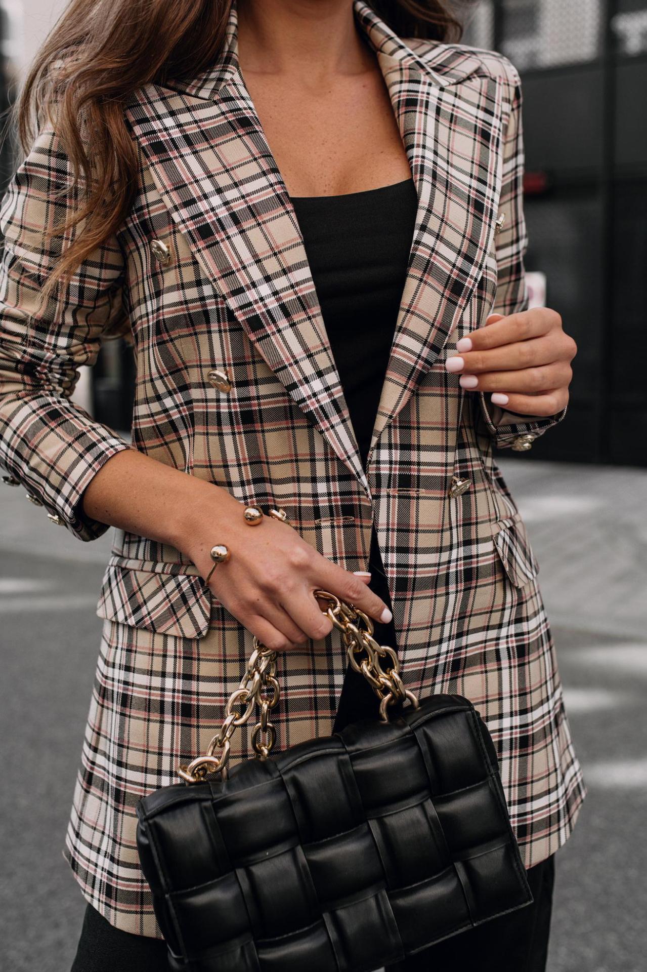 Plaid Print Blazer